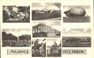 Milovice, military barracks, tank, monument, airship, cemetery, church