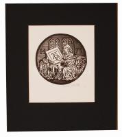 Molnár Gabriella(1940-): Dürer. Fametszet, papír, jelzett, paszpartuban, lap jobb alsó sarkában halvány, apró folttal, d: 13,5 cm