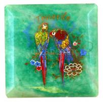 Kisméretű kő doboz, tetején rajzzal és "Tenerife" felirattal, 8,5×8,5×4,5 cm