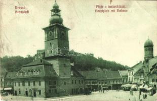 Brassó, Kronstadt; Rathaus, Tanácsház, Főtér / town hall, Main square, church (fa)