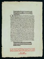 1940 Chronica Hungarorum, az első magyar nyomtatott könyv első oldalának mása. Készült 1940-ben, kézzel merített papíroson. 29x21cm