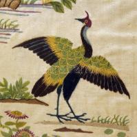 Jelzés nélkül: Madarak. Kézi selyem hímzés, üvegezett keretben, 63×29 cm