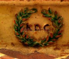 Antik asztali tintatartó, cca 19.sz. eleje, mázas kemény cserép, "K D C"  felirattal, jelz...