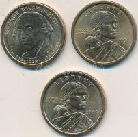 Amerikai Egyesült Államok 2001-2006D 1$ Cu "Sacagawea" (2xklf) + 2007D 1$ Cu "Thomas ...
