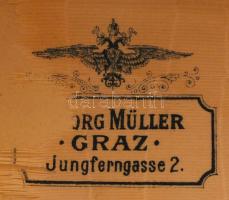 Régi J.Heinr. JTA K.u.K. Hof-Hutfabrikant (Wien) cilinder eredeti dobozában kis hibával, 19x16x15 cm