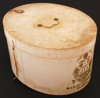 Régi J.Heinr. JTA K.u.K. Hof-Hutfabrikant (Wien) cilinder eredeti dobozában kis hibával, 19x16x15 cm
