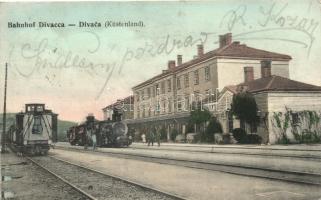 Divaca, Divacca, Küstenland; railway station, locomotive (EK)