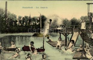 Buziásfürdő, Szent Antal tó, Francz József kiadása / lake, children, collage