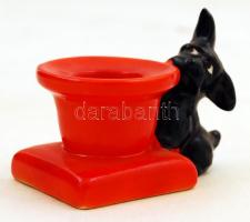 Hummel kutyás gyertyatartó, mázas kerámia, jelzett, hibátlan m:5 cm, h:8 cm/ Hummel candelstick with...