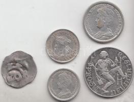 Vegyes: Ausztria DN Friesachi Denar Ag (0,70g) + 1938. Újévi Ag zseton (4,54g/23mm) + Ceylon 1894. 1...