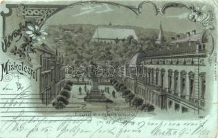 Miskolc, Erzsébet tér, Kossuth szobor, kiadja Gedeon A. floral Art Nouveau litho (b)