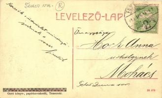 Temesvár, Timisoara; Küttl tér, Gerő könyv- és papírkereskedő kiadása / square, tram