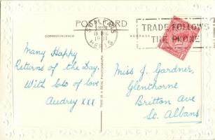 Birthday greeting, cat, Emb