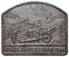 Osztrák-Magyar Monarchia 1916. "34. Tábori tarack ezred 6. ütege" ezüstözött Zn sapkajelvény "HERVAY J. 1916" gyártói jelzéssel (44,5x36mm) T:2 Austro-Hungarian Monarchy 1916. "6th Battery of the 34th Field Howitzer Regiment" silver plated Zn cap badge with "HERVAY J. 1916" makers mark (44,5x36mm) C:XF