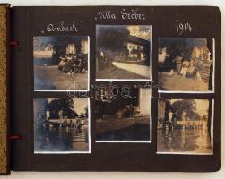 cca 1920-1940 Egy közép európai család élete. Fotóalbum kb 200 képpel benne sok városkép Magyarország és a környező államok képeivel, képek világkiállításokról / Large photo lot with many inscribed photos of Hungary and neighbouring contries even some from Expo-s about 200 photos