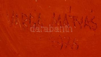 Varga Mátyás (1910-2002): Napraforgók. Festett mázas falikép, apró máz hibákkal, jelzett, 48×22 cm