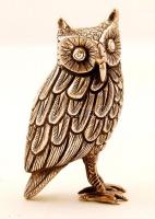 Ezüst (Ag.) bagoly, jelzés nélkül, kézi munka, nettó:132 gr., m:11 cm / Silver (Ag.) owl, hand made