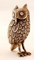 Ezüst (Ag.) bagoly, jelzés nélkül, kézi munka, nettó:132 gr., m:11 cm / Silver (Ag.) owl, hand made