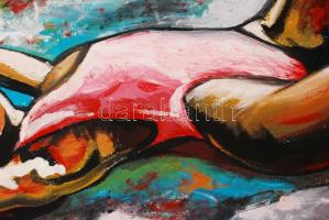 Fenster T. Gábor (1981-): Flaming June. Akril, farost, jelzett, 50×60 cm