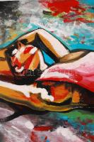 Fenster T. Gábor (1981-): Flaming June. Akril, farost, jelzett, 50×60 cm