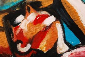 Fenster T. Gábor (1981-): Flaming June. Akril, farost, jelzett, 50×60 cm