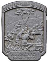 Osztrák-Magyar Monarchia 1916. "Huszárok a Kárpátokban - Világháború 1914-1916" cink sapkajelvény (42,5x32mm) T:2 ph. Austro-Hungarian Monarchy 1916. "Hussars in the Carpathians - World war 1914-1916" zinc cap badge (42,5x32mm) C:XF edge error