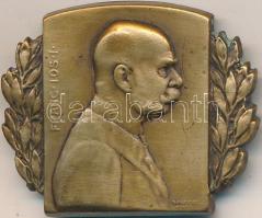 Osztrák-Magyar Monarchia 1915. "Ferenc József" tombak sapkajelvény "R. MARSCHALL 1915" gyártói jelzéssel (33x40mm) T:2- Austro-Hungarian Monarchy 1915. "Franz Joseph I" tombac cap badge with makers mark "R. MARSCHALL 1915" (33x40mm) C:VF