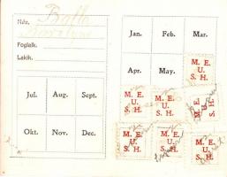 cca 1930 Uruguayi Magyar Egyesület igazolvány tagsági bélyegekkel / Uruguay Hungarian Association Id...