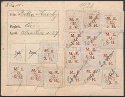 1929 Uruguayi Magyar Egyesület igazolvány tagsági bélyegekkel / Uruguay Hungarian Association Id wit...