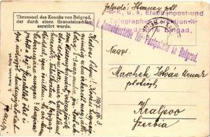 Belgrade, Beograd; Thronsaal des Konaks der durch einen Granateinschlag zerstört wurde / Konak inter...