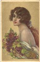 Gold Italian art postcard, Anna & Gasparini 126-2., unsigned Corbella (EK)