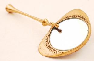 Réz kézi tükör, h: 21 cm