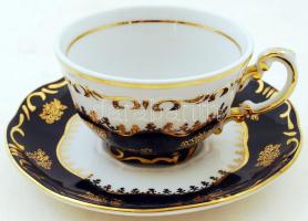 Zsolnay Pompadour mokkás csésze és csészealj, kézzel festett, hibátlan, jelzett