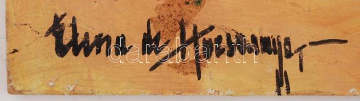 Olvashatatlan jelzéssel: Hibiszkusz, olaj, farost, 25×20,5 cm