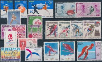 Winter olympics motif 37 diff. stamps with sets on 2 stock-cards Téli olimpia motívum 37 db bélyeg s...