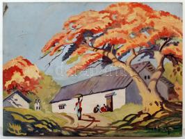 Olvashatatlan jelzéssel: Ősz a rabszolgaültetvényen, olaj, vászon, 61,5×45,5 cm