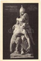 Budapest V. Szabadság tér 'Kelet' irredenta szoborsorozat; a Pesti Hírlap ingyen kibocsátott levelezőlapja (EK)