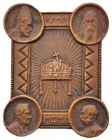 Osztrák-Magyar Monarchia 1910. "II. Szilveszter pápa - Szent István - X. Pius pápa - Ferenc József" Br patrióta jelvény (28x22mm) T:2- tű hiányzik,ragasztásnyom Austro-Hungarian Monarchy 1910. "Pope Sylvester II - Saint Stephen - Pope Pius X - Franz Joseph" Br patriotic badge (28x22mm) C:VF without pin,glue mark on back