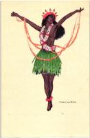 Indigenous girl; Erotic art postcard BRW Serie 124. s: Mila v. Luttich
