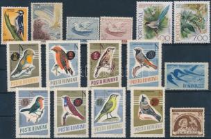Madarak motívum 16 db bélyeg, közte teljes sorok, Birds 16 stamps with sets