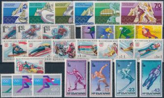 Winter Olympics 50 stamps with sets on 2 stock cards, Téli olimpia motívum 50 db bélyeg sorokkal 2 stecklapon