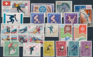 Winter Olympics 55 stamps with sets on 2 stock cards, Téli olimpia motívum 55 db bélyeg sorokkal 2 stecklapon