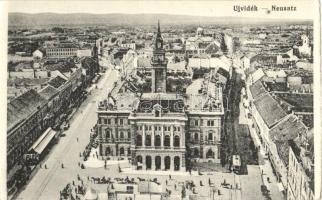 Újvidék, Novi Sad; városháza, villamos / town hall, tram (r)