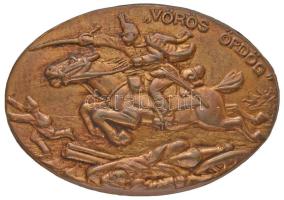 Osztrák-Magyar Monarchia ~1914-1918. "5. 'Vörös Ördög' Lovashadosztály" bronzozott cink sapkajelvény (33x48mm) T:2- Austro-Hungarian Monarchy ~1914-1918. "Vörös Ördög (5th Cavalry Division)" bonze plated zinc badge (33x48mm) C:VF