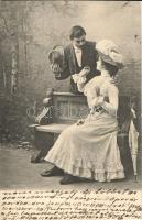 9 db RÉGI motívumlap; szerelmes pár sorozat / 9 old motive cards; love couple series