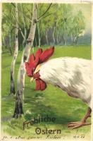 7 db RÉGI motívumlap pár lithoval; állat (kakas, csirke, pulyka) / 7 old motive cards; animal, rooster, turkey, chicken