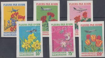 Flowers and air transport imperf. set, Metszett virágok légi szállítása vágott sor