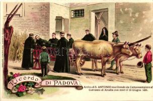 Ricordo di Padova, Arrivo di S. Antonio moribondo da Camposampiero al Conento di Arcella ove mori il 13 Giugno 1231 / dying of St. Anthony, litho