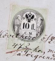 1854 Nyugtatvány 10Fl CM okmánybélyeggel / 1854 Receipt with 10Fl document stamp