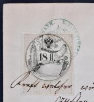 1859 Balassagyarmat, Csitár bérbeadási szerződés 18Fl + 30kr okmánybélyeggel / 1859 document with 18...